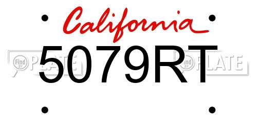 5079RT California License Plate