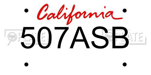 507ASB California License Plate