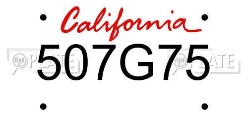 507G75 California License Plate