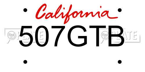 507GTB California License Plate