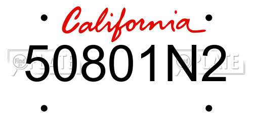50801N2 California License Plate