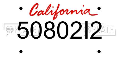 50802I2 California License Plate