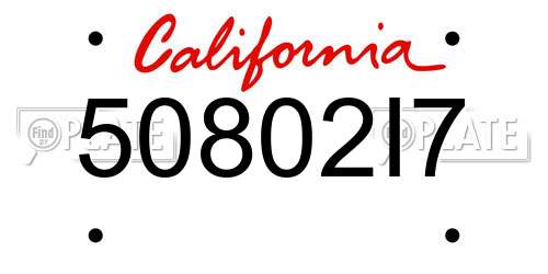 50802I7 California License Plate