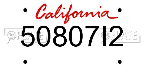 50807I2 California License Plate