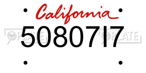 50807I7 California License Plate