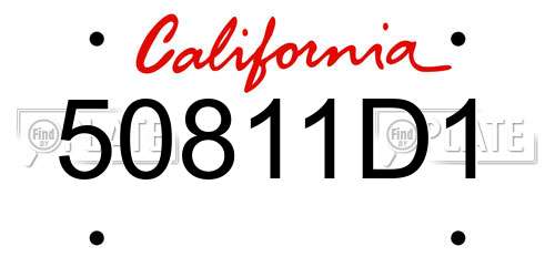 50811D1 California License Plate