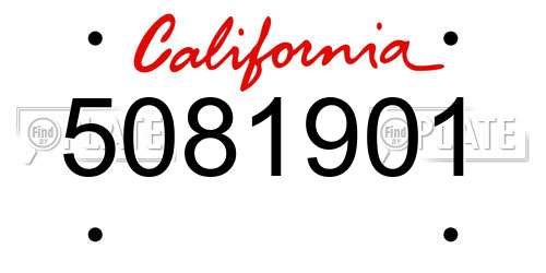 5081901 California License Plate