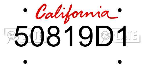 50819D1 California License Plate