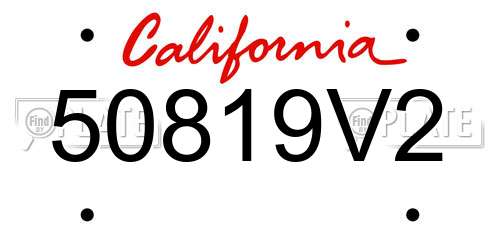 50819V2 California License Plate