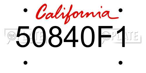 50840F1 California License Plate
