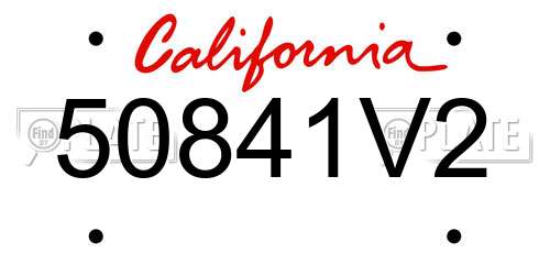 50841V2 California License Plate