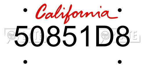 50851D8 California License Plate