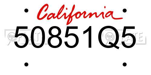 50851Q5 California License Plate