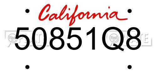 50851Q8 California License Plate