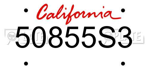 50855S3 California License Plate