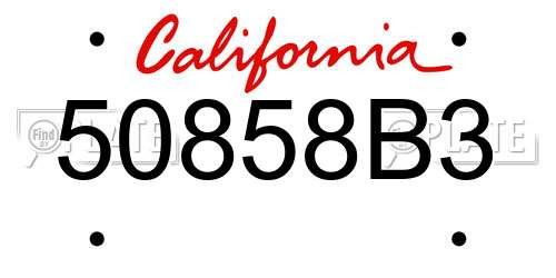 50858B3 California License Plate