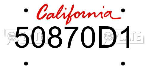 50870D1 California License Plate