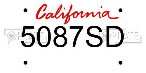 5087SD California License Plate