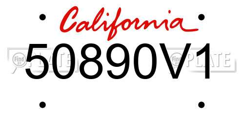 50890V1 California License Plate