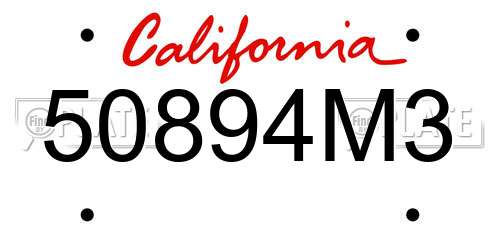 50894M3 California License Plate