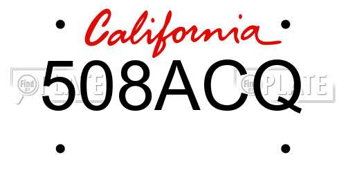 508ACQ California License Plate