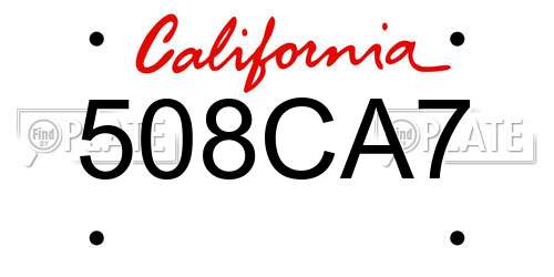 508CA7 California License Plate