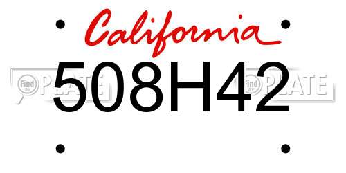 508H42 California License Plate