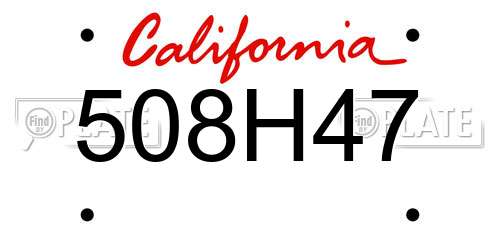508H47 California License Plate