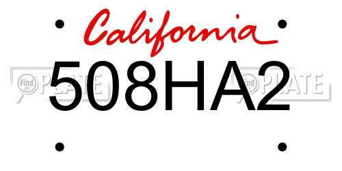 508HA2 California License Plate
