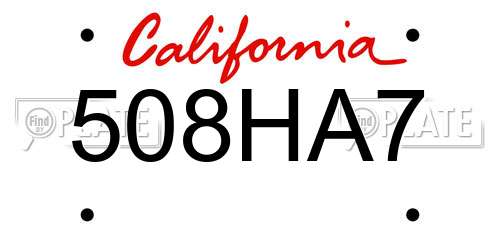 508HA7 California License Plate