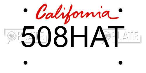 508HAT California License Plate