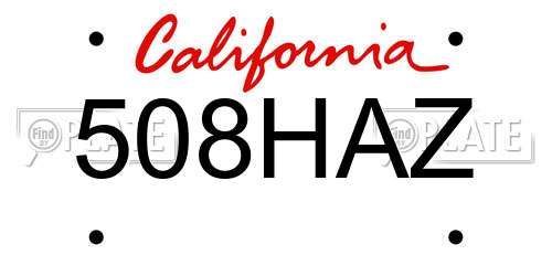 508HAZ California License Plate
