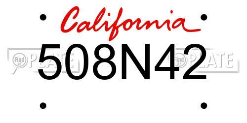 508N42 California License Plate