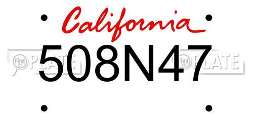 508N47 California License Plate