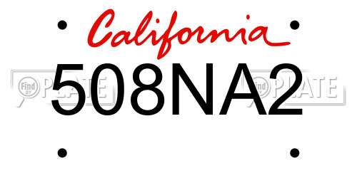 508NA2 California License Plate