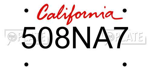 508NA7 California License Plate
