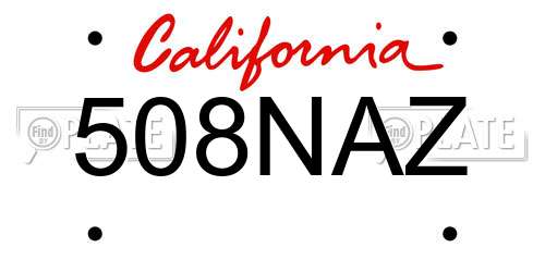 508NAZ California License Plate