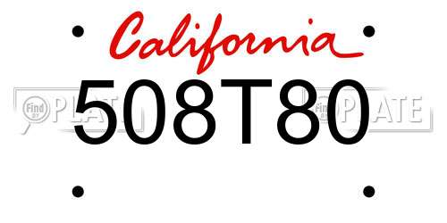 508T80 California License Plate