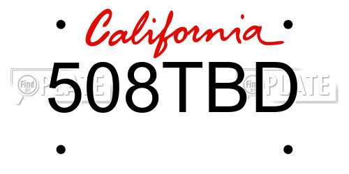 508TBD California License Plate