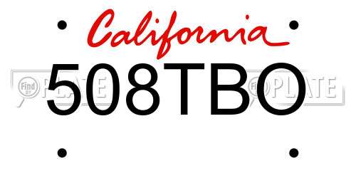 508TBO California License Plate