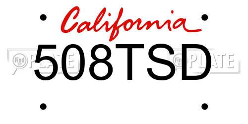 508TSD California License Plate