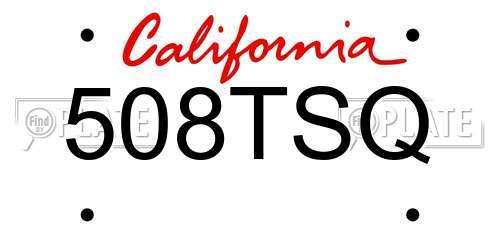 508TSQ California License Plate