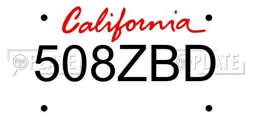 508ZBD California License Plate