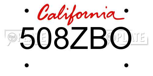 508ZBO California License Plate
