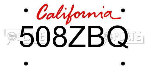 508ZBQ California License Plate