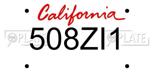 508ZI1 California License Plate