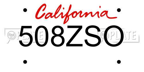 508ZSO California License Plate