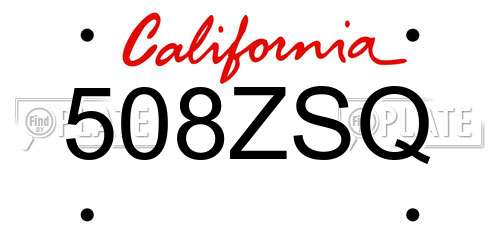 508ZSQ California License Plate