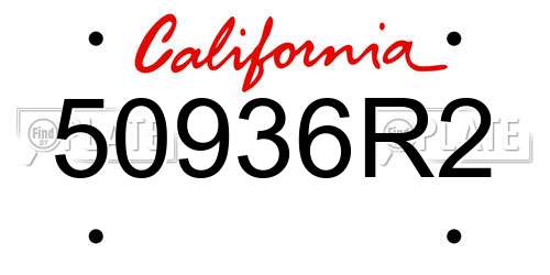 50936R2 California License Plate
