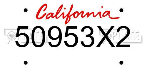 50953X2 California License Plate
